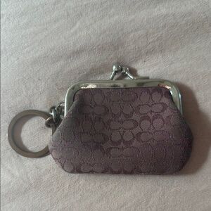 Coach Signature Coin Purse Keychain - purple